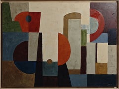 Conjonction, Large Geometric Abstract Oil Painting on Linen, Sophie Dumont, 2026