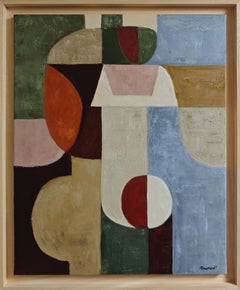Jeu de figures, French Contemporary Geometric Abstract Oil Painting