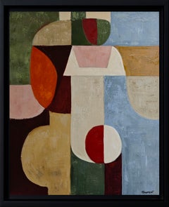 Jeu de figures, French Contemporary Geometric Abstract Oil Painting