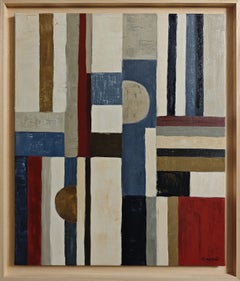 A contretemps, French Contemporary Geometric Abstract Oil Painting