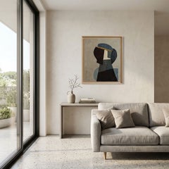 L’Inconnu, Contemporary French Geometric Abstract Figurative Oil Painting