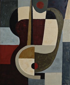 „Le Tromboniste“, zeitgenössisches geometrisch-abstraktes Ölgemälde von Sophie Dumont