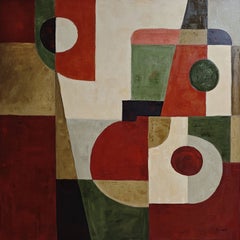Brasero, peinture à l'huile abstraite géométrique contemporaine, 2026