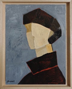 Ambiguë, Contemporary French Geometric Portrait Figurative Oil Painting