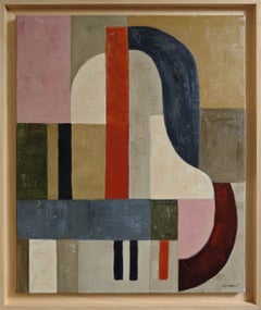 D’une mesure à l’autre, peinture à l’huile abstraite et géométrique inspirée par la musique