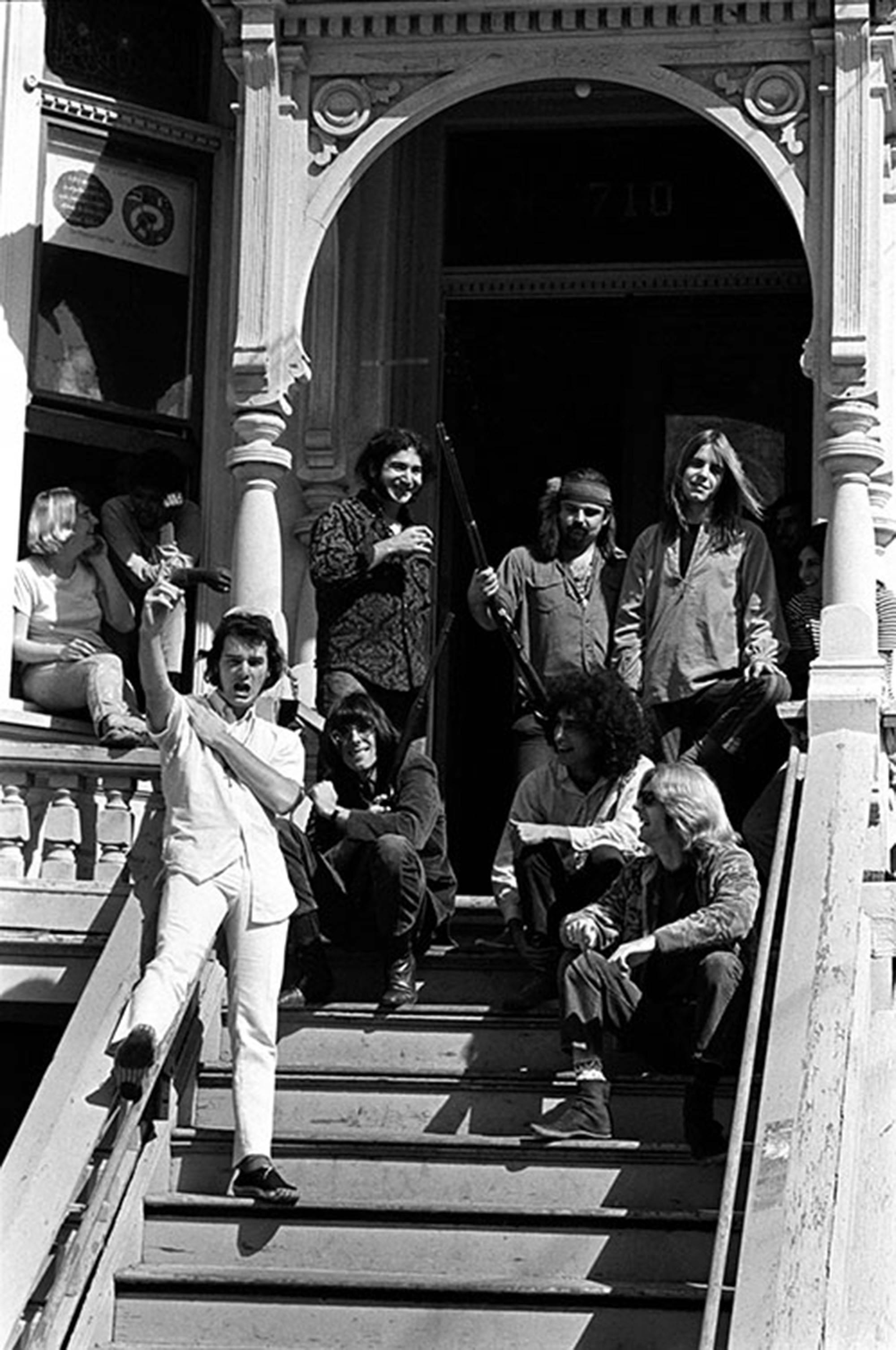 Grateful Dead on the steps - Photograph by Baron Wolman