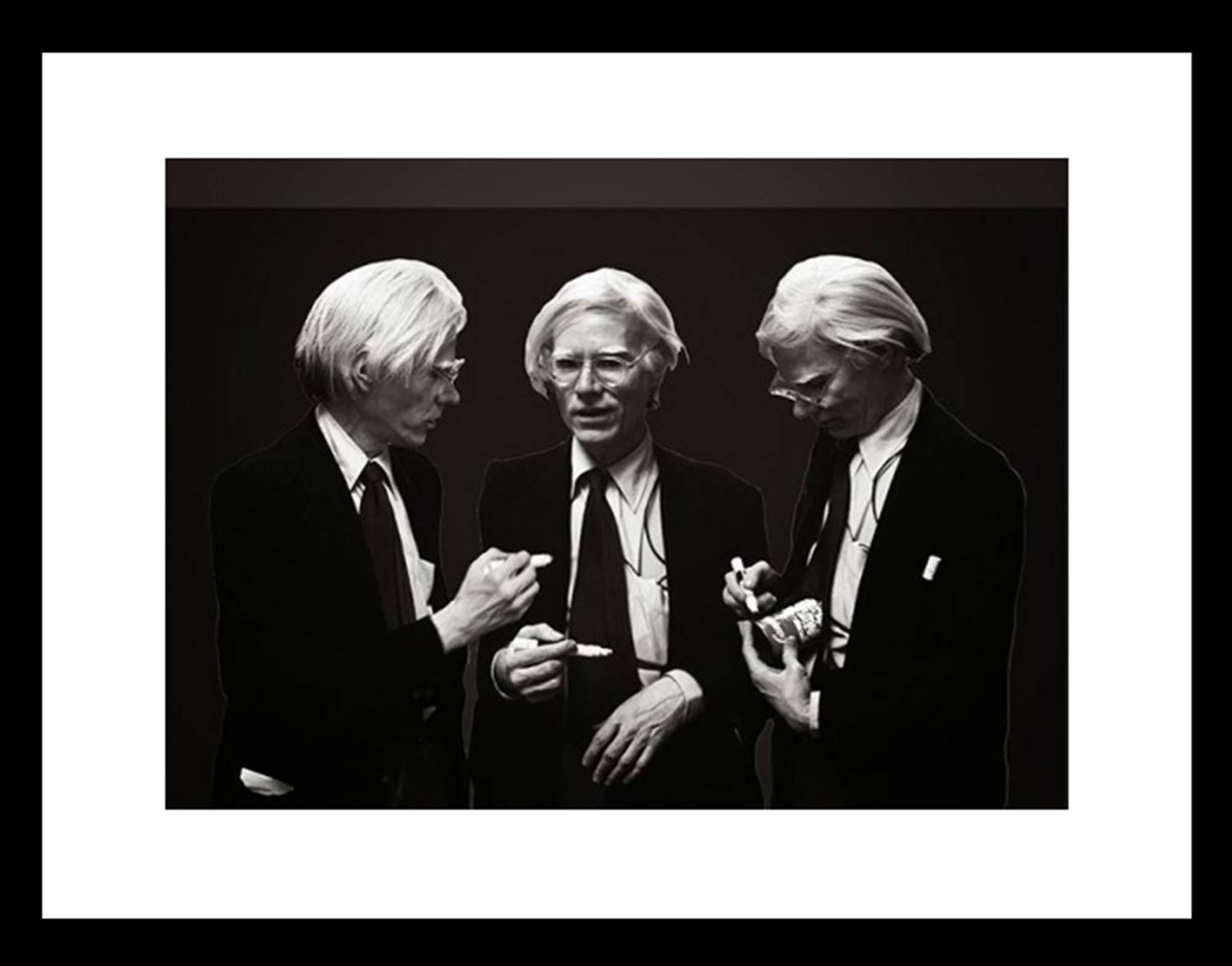 Stephen Verona Black and White Photograph - Andy Warhol Signing, B&W