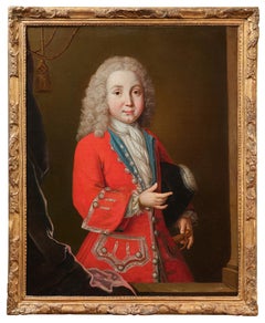Young French gentleman in a red coat, signed and dated 1717, Paris, 18th century