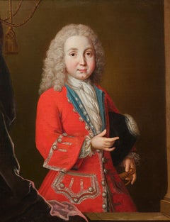 Young French gentleman in a red coat, signed and dated 1717, Paris, 18th century
