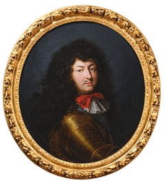 Louis XIV, the Sun King in Gilt Armour, Workshop of Pierre Mignard, 17th Century