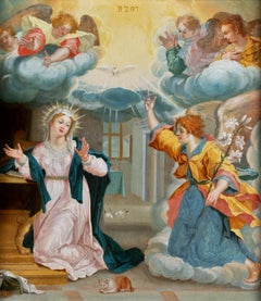 The Annunciation, Flemish 17th century oil on copper, attributed to Peter Candid