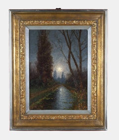 Paesaggio del parco con la luna piena / - Il sentiero verso la luce