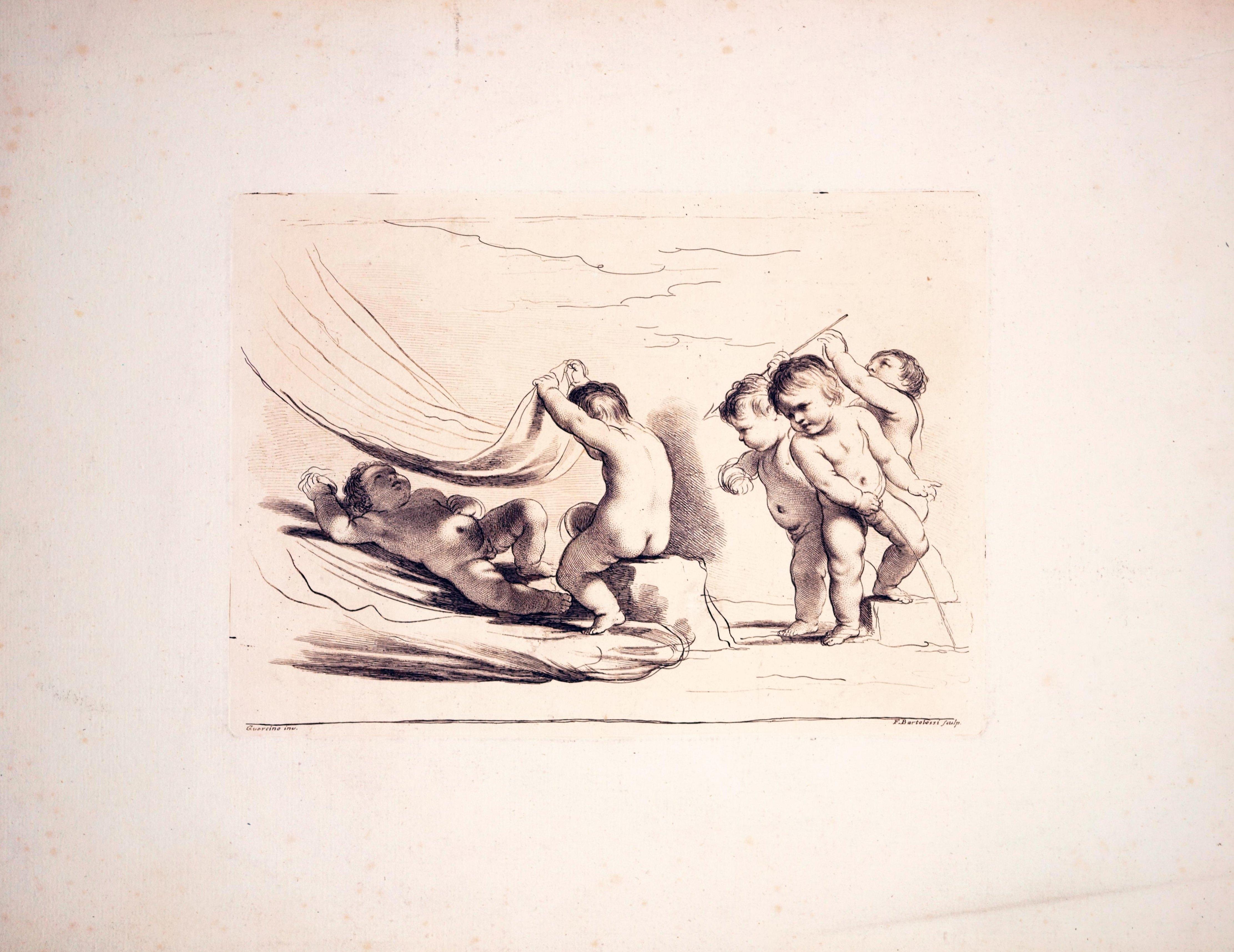 Putti en un juego amoroso alegórico / - La ambivalencia de Eros - - Print Realista de Francesco Bartolozzi