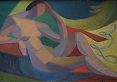 Nicolas Poliakoff (1899-1976) Peinture à l'huile cubiste