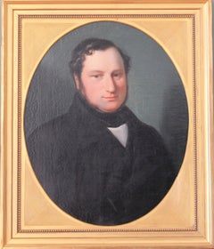 Portrait of a gentleman in a circular mount rectangle frame, portrait of a man