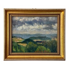 Vintage Abstract Impressionist French Countryside Oil Painting by Jacques Birr