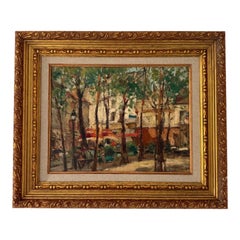 Ölgemälde „Pariser Café-Stadtansicht“, impressionistisches Kunstwerk im Vintage-Stil aus der Mitte des Jahrhunderts