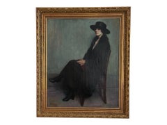Portrait d'une femme, Dame au manteau noir et au chapeau, huile sur toile, École de Paris, années 1910