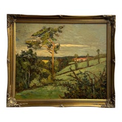 Large French Impressionist Country Landscape, Houses and Trees, Pierre Dumont