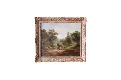 Bathing Nudes in Landscape, French Vintage Figurative Oil Painting