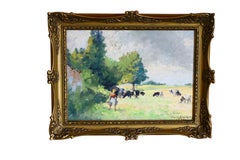 Vintage Post-Impressionist Landschaft Ölgemälde von Französisch Künstler Omer Bouchery