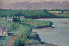 Paesaggio antico della Normandia, dipinto a olio su tela raffigurante la costa francese, datato 1926