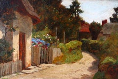 Paire de paysages impressionnistes représentant des cottages de campagne anglais, huiles sur panneau