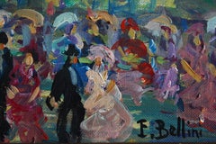 Casino de Montecarlo, Café de París, pintura al óleo de un paisaje francés de mediados de siglo