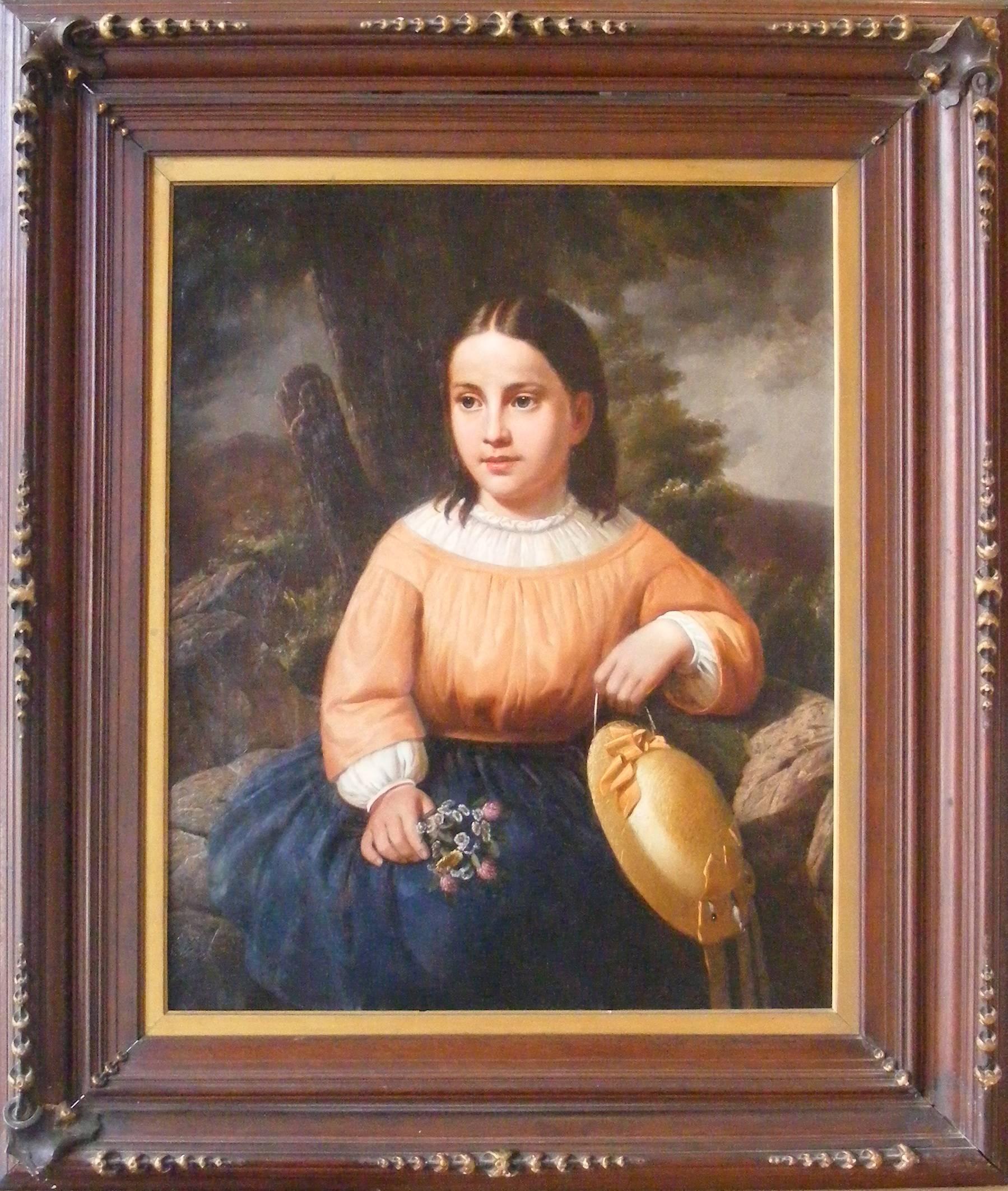 Portrait of a Girl - Painting by Peter Baumgras