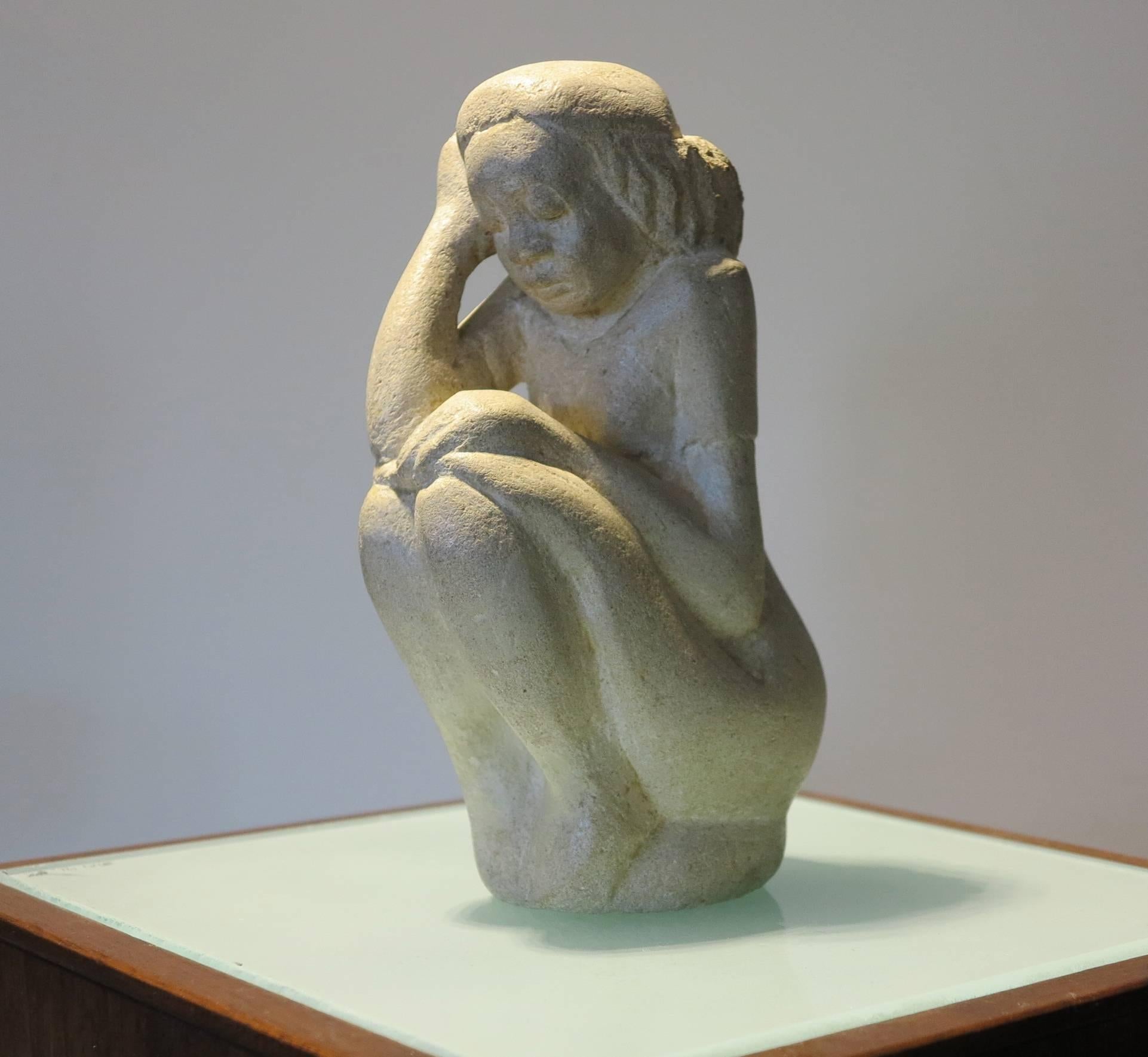 Woman in Contemplation - Sculpture by Unknown