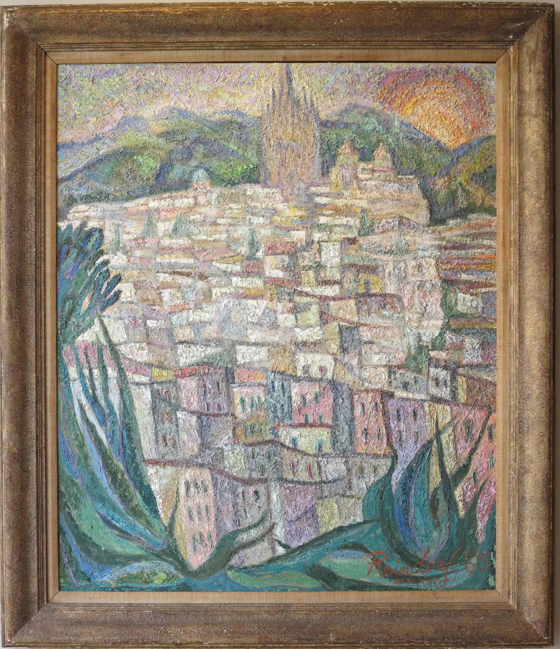 View of San Miguel de Allende (Mexico landscape painting) - Painting by Samuel Reindorf