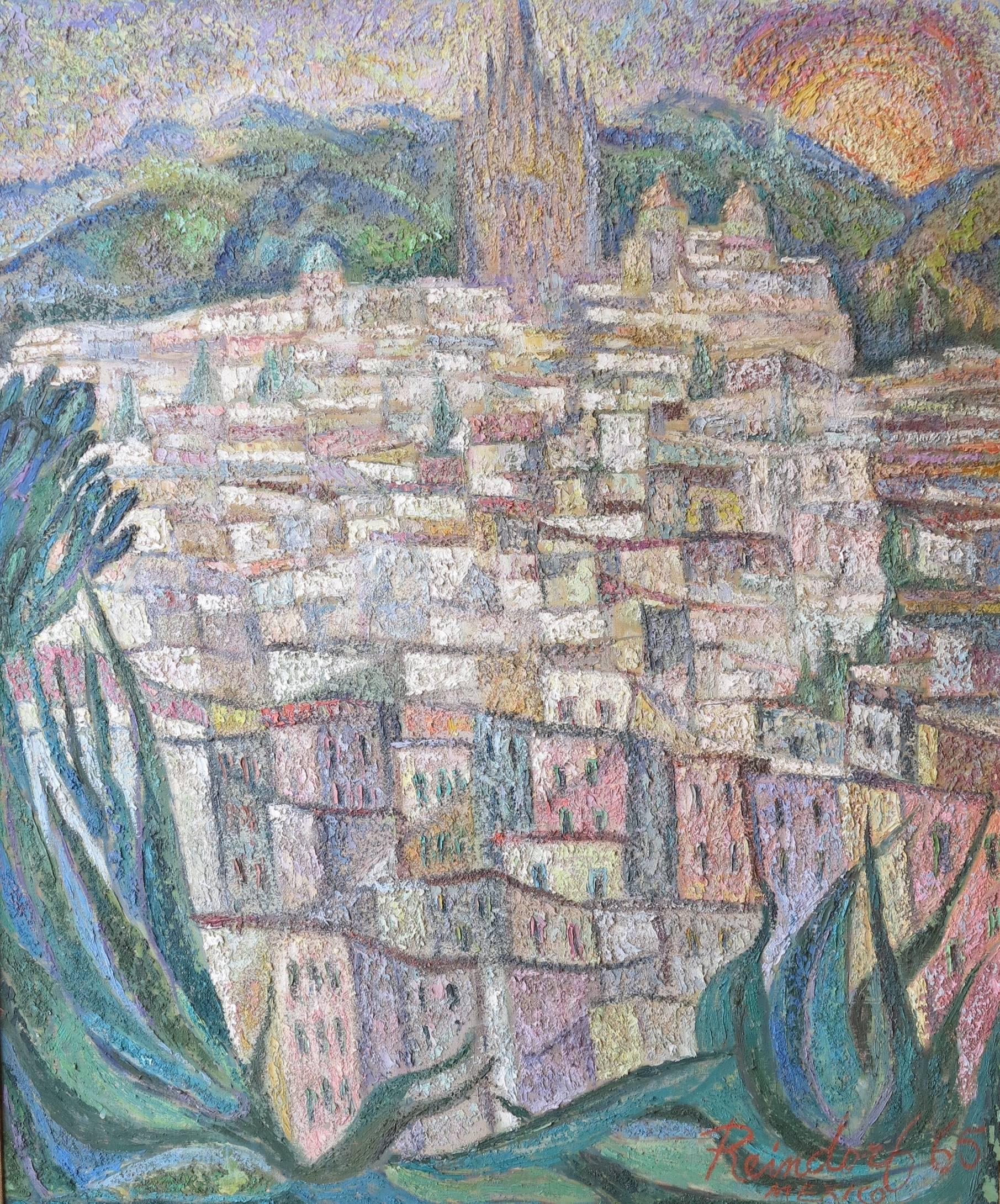 Samuel Reindorf Landscape Painting - View of San Miguel de Allende (Mexico landscape painting)