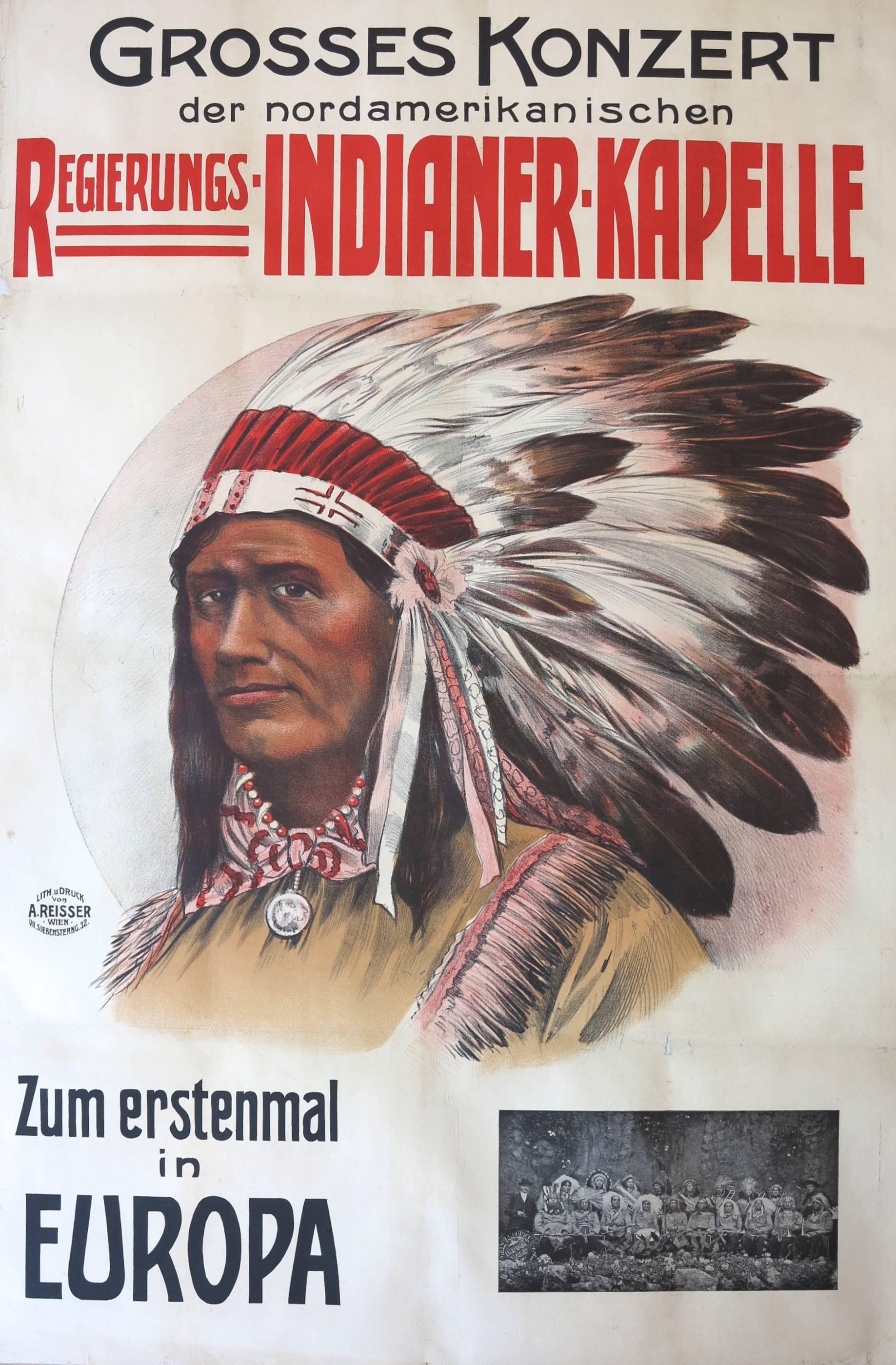 Unknown Print - Indianer-Kapelle c.1910 Vienna Austria Native American Indian poster