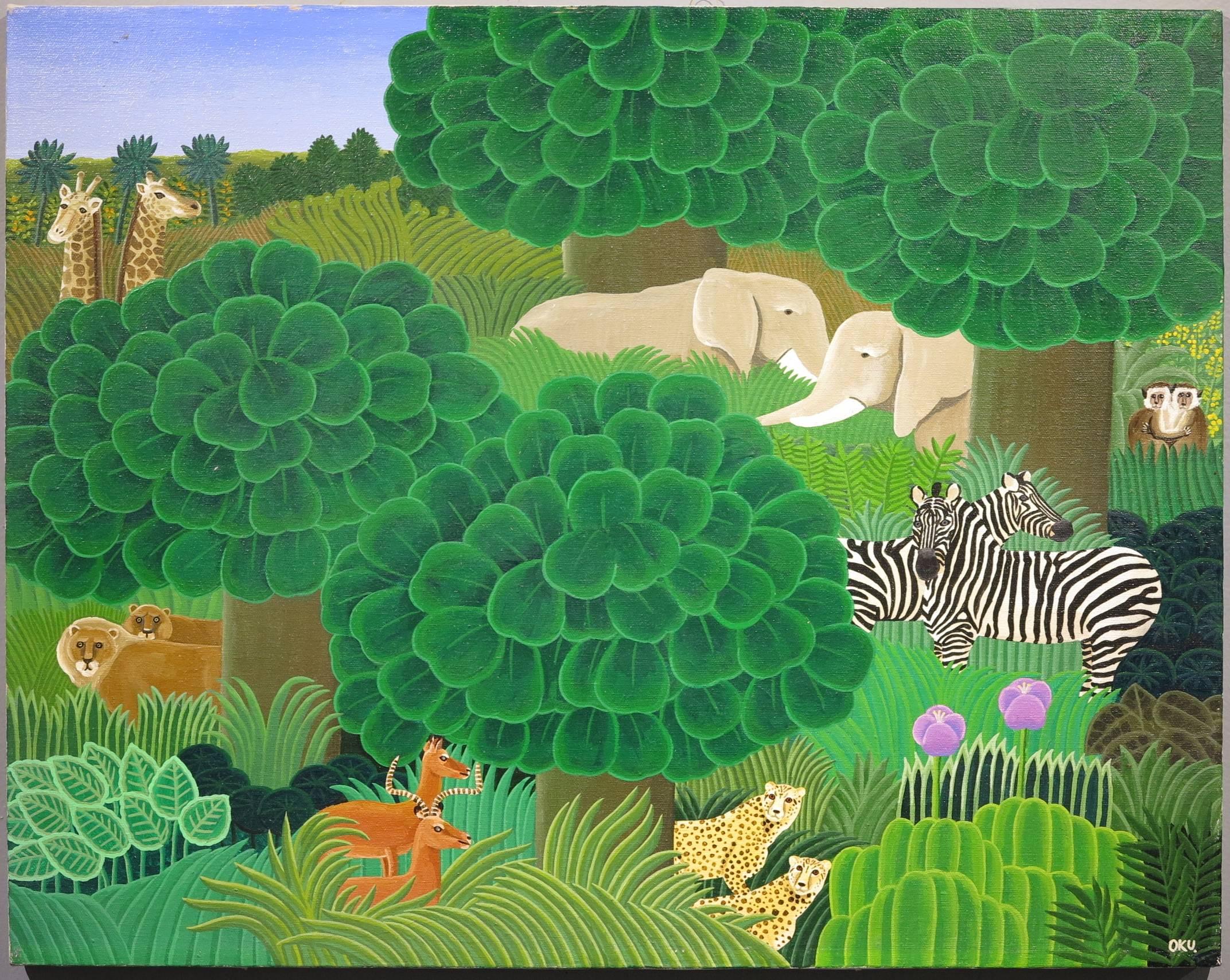 Shigeo Okumura Animal Painting - Savanna and Jungle