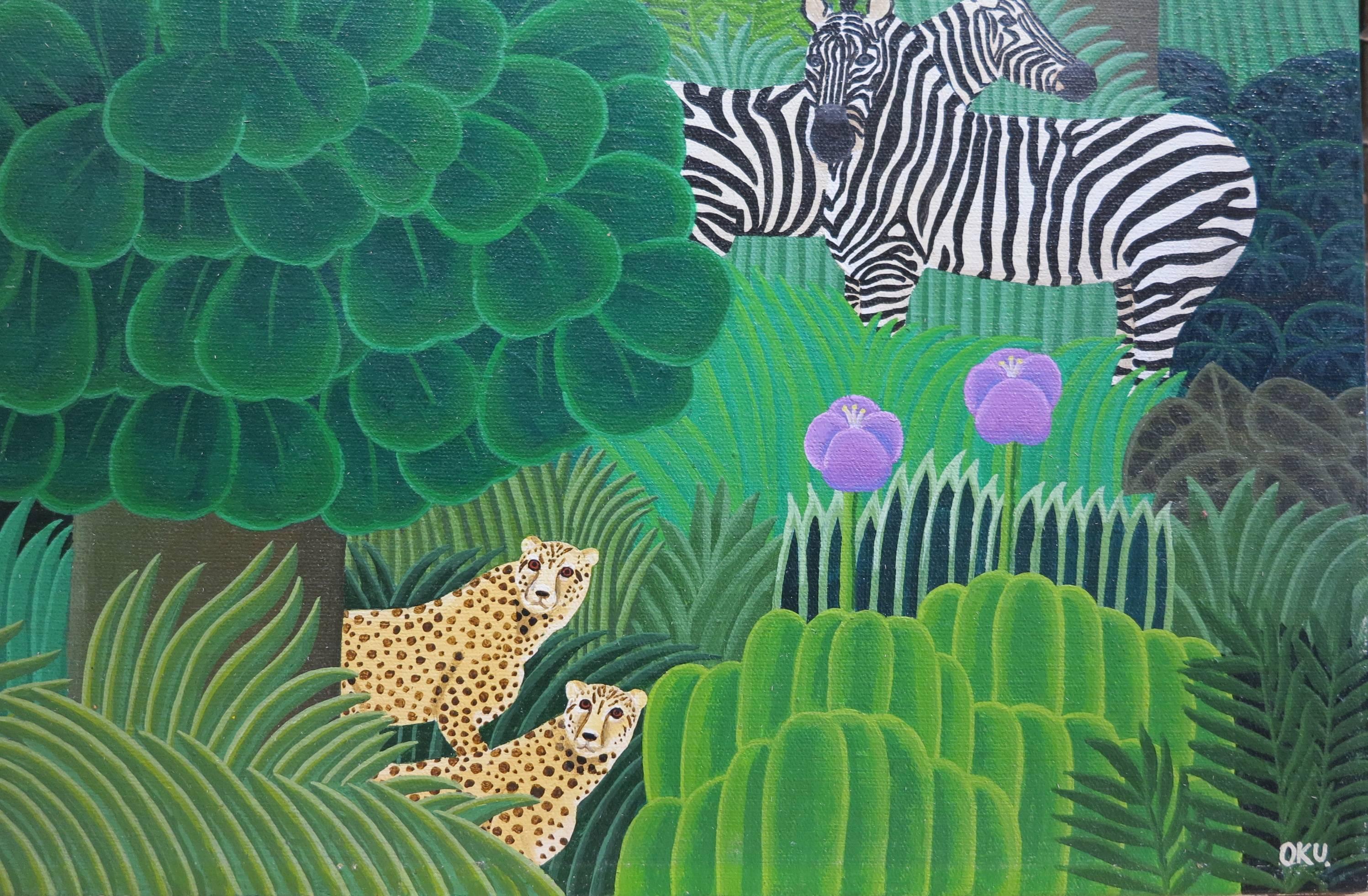 Savanna and Jungle - Green Animal Painting by Shigeo Okumura