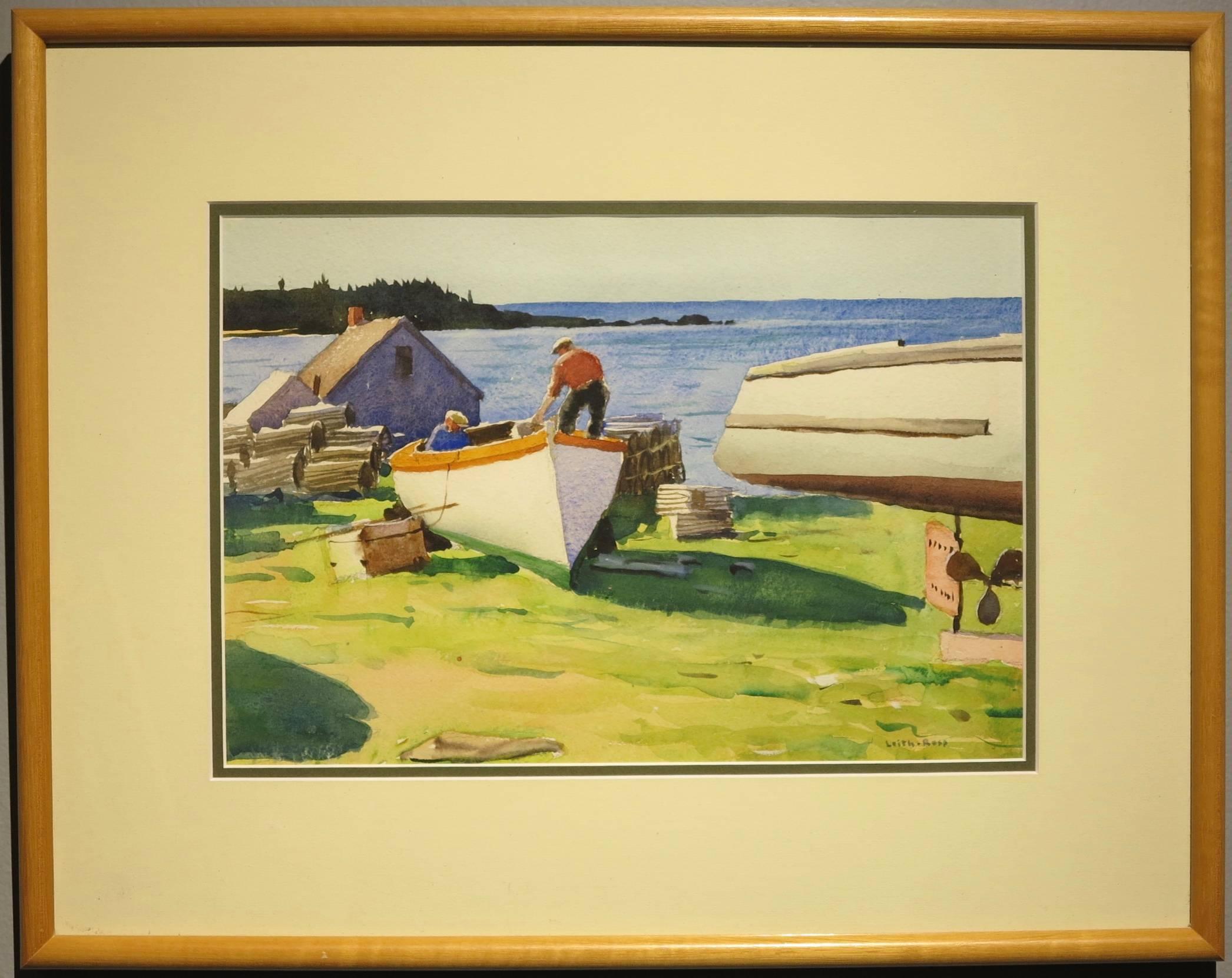 Lobster Trappers, Nova Scotia - Painting by Harry Leith-Ross