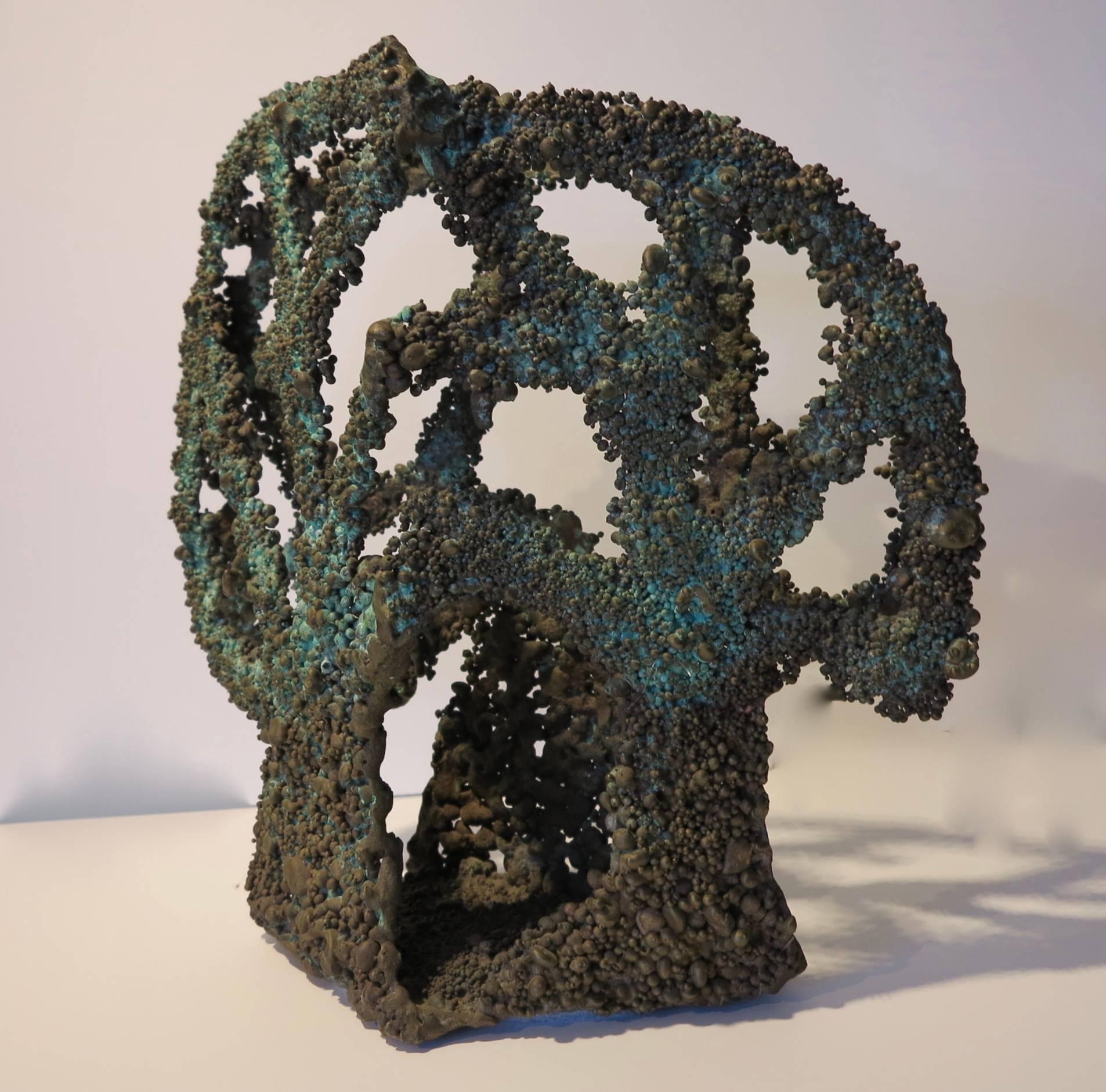 Three-sided Tree (Brutalist biomorphic organic abstract bronze sculpture) - Sculpture by Val Bertoia