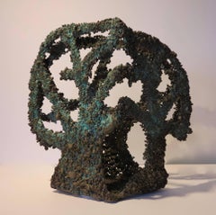 Vintage Three-sided Tree (Brutalist biomorphic organic abstract bronze sculpture)