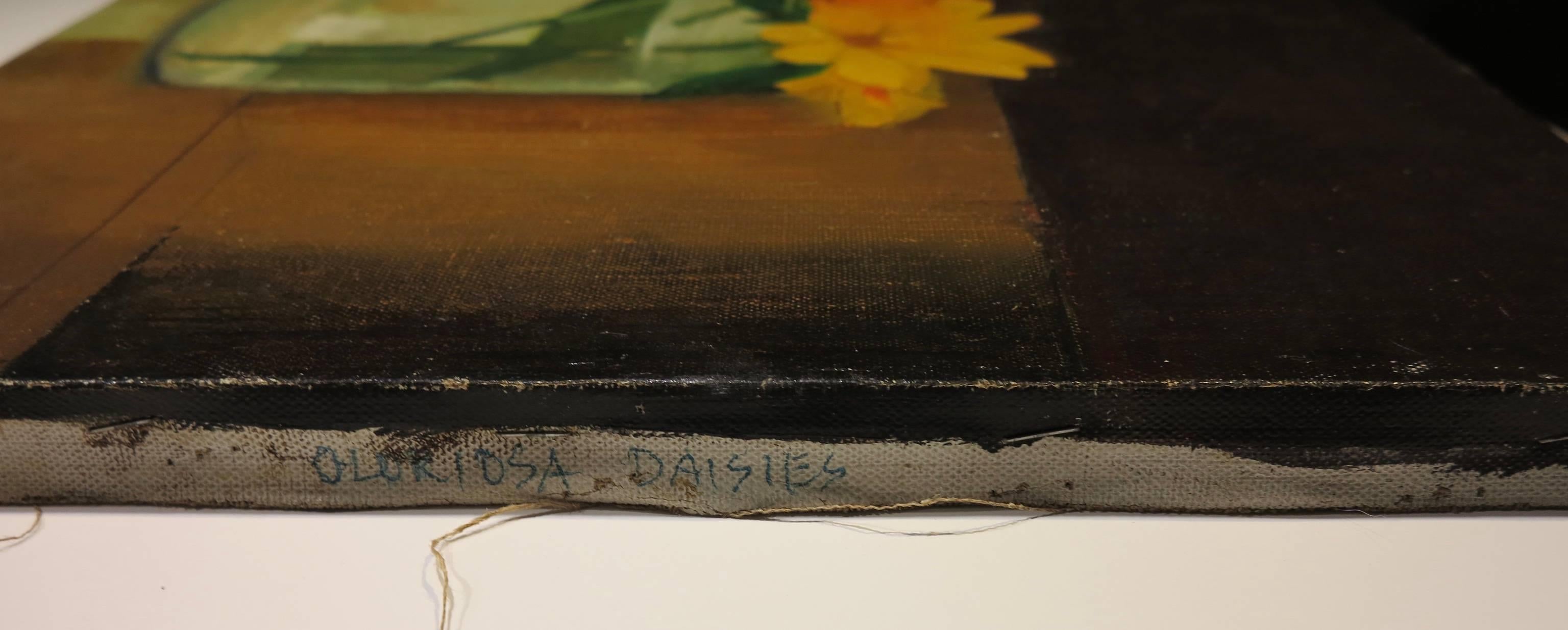 Gloriosa Daisies (modernist floral still life painting) - Brown Still-Life Painting by Charles Coiner