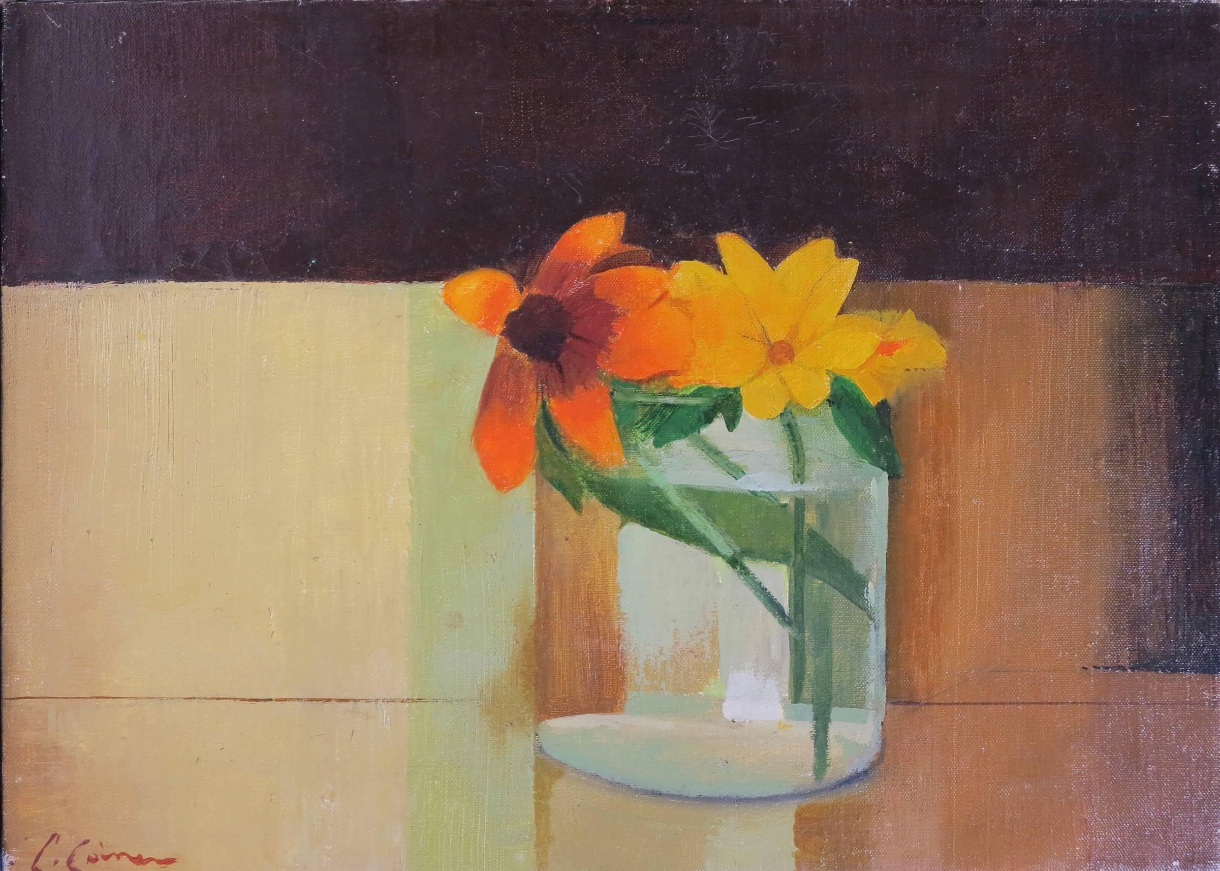 Charles Coiner Still-Life Painting - Gloriosa Daisies (modernist floral still life painting)