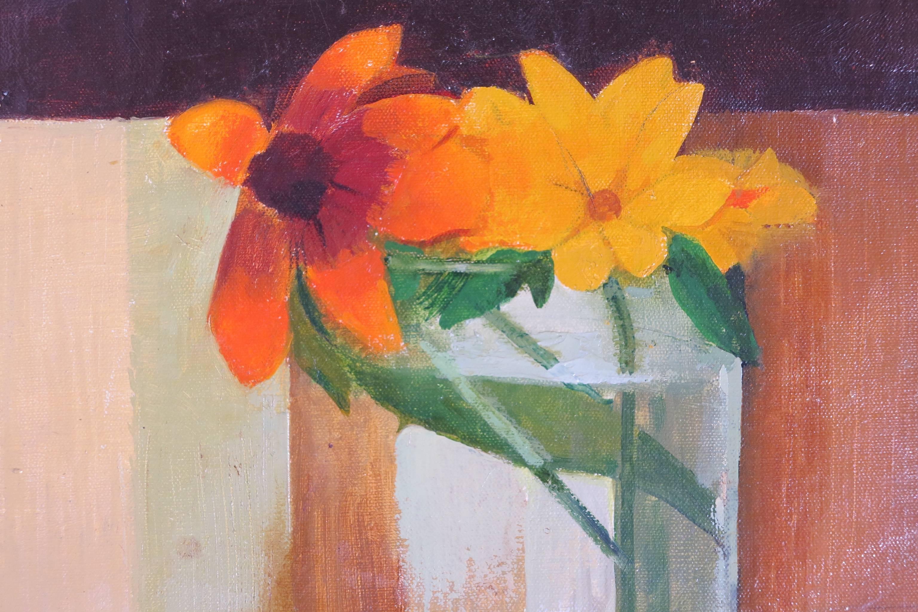 Gloriosa Daisies (modernist floral still life painting) - Painting by Charles Coiner