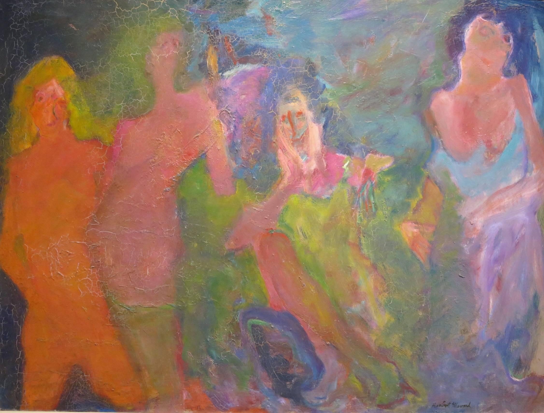 Humbert Howard Abstract Painting - Four Women (abstract expressionist painting black Philadelphia artist)
