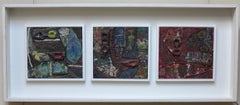 Frammenti di Natura (Italian Art Brut Surrealist triptych painting)