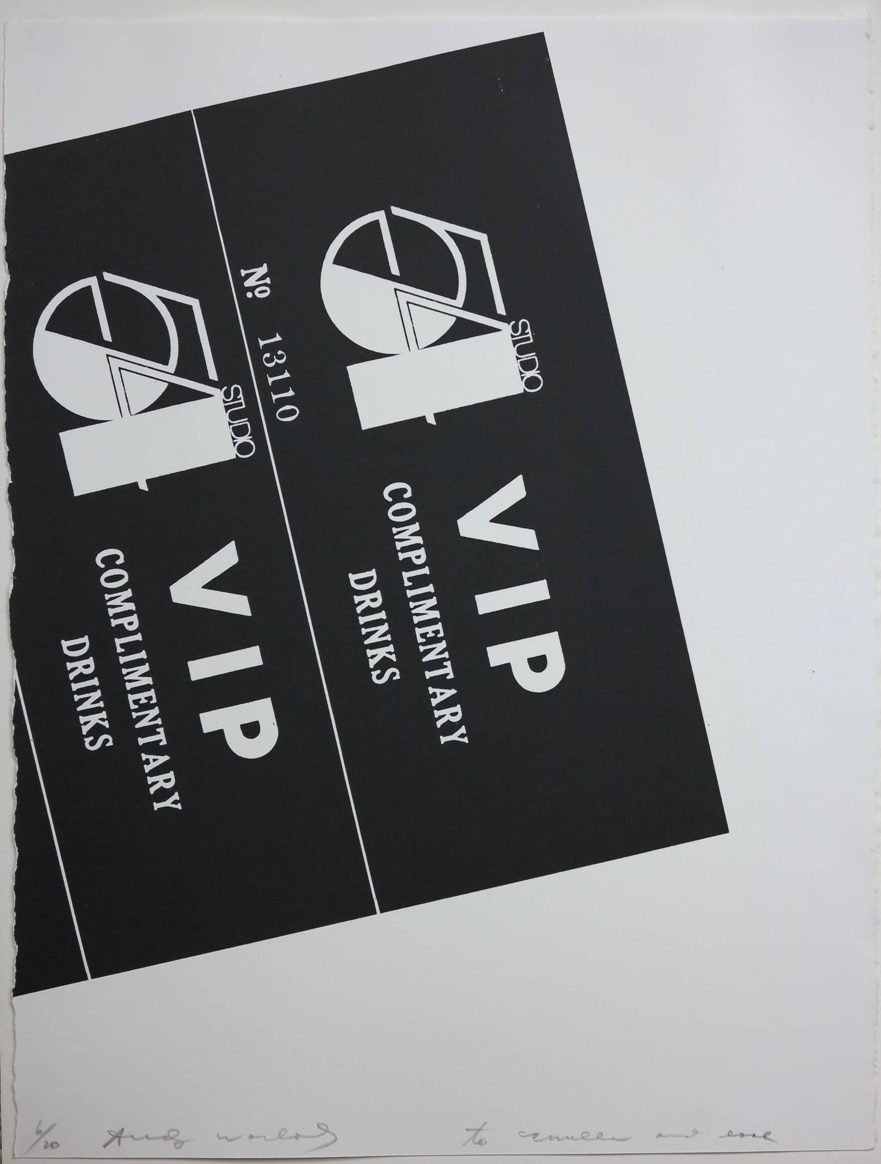 Andy Warhol Abstract Print - Studio 54 Drink Invitation (Pop Art litho Earl McGrath provenance)