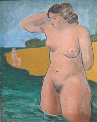 Bather (modernist nude woman oil painting)