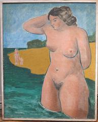 Bather (modernist nude woman oil painting)