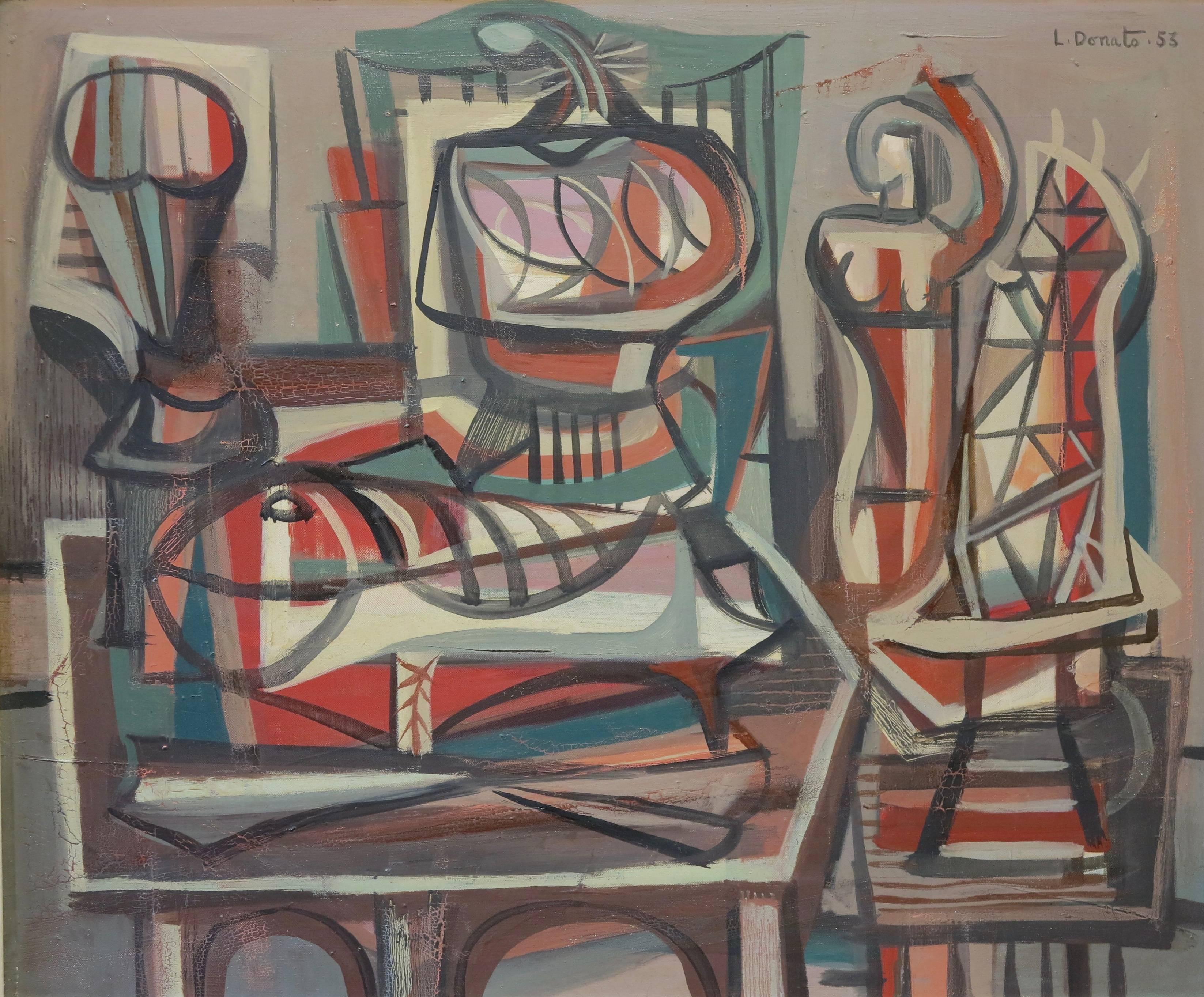 Louis Donato Abstract Painting - Cubist Still Life