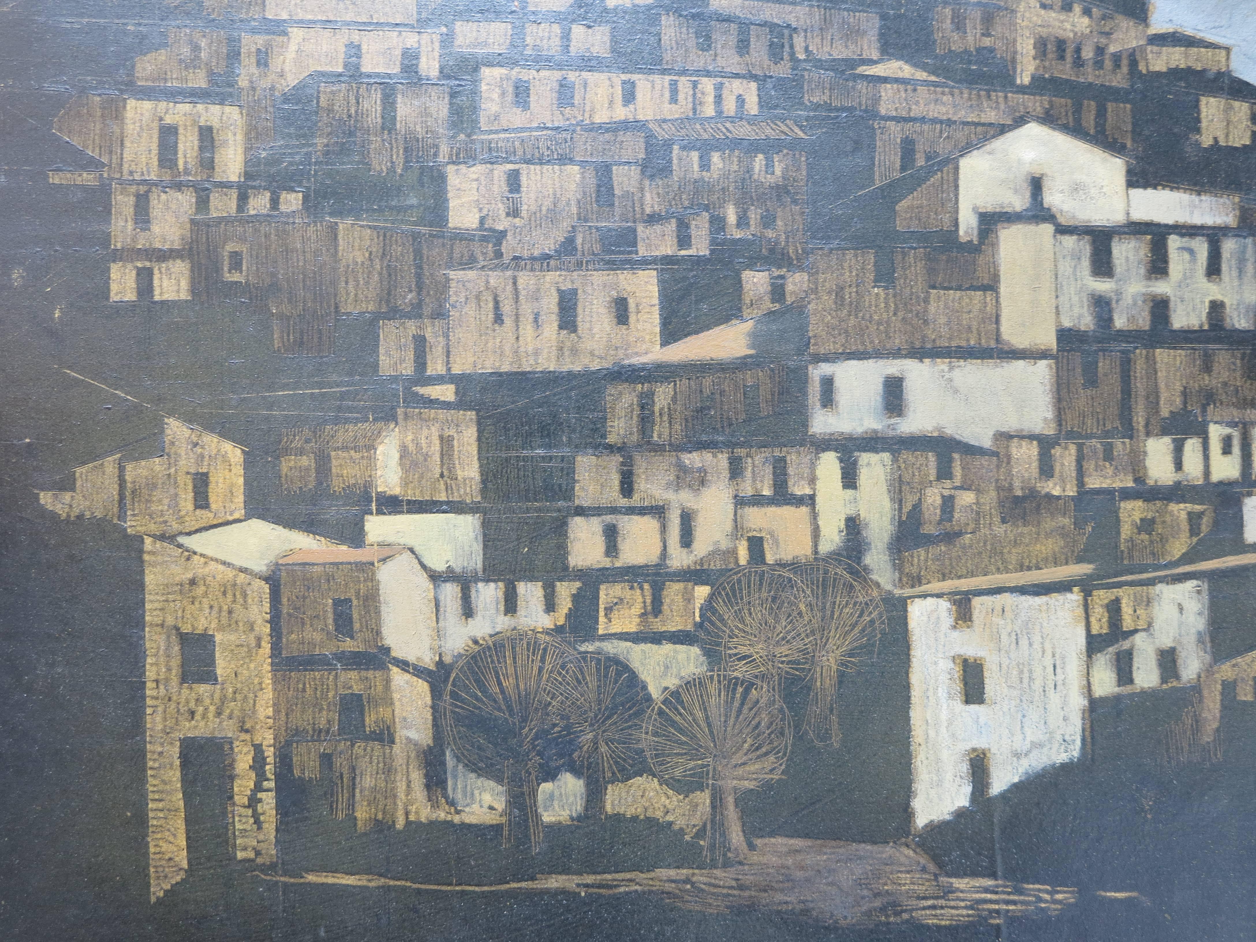 City & Trees (Mid-century Italian landscape painting) 1