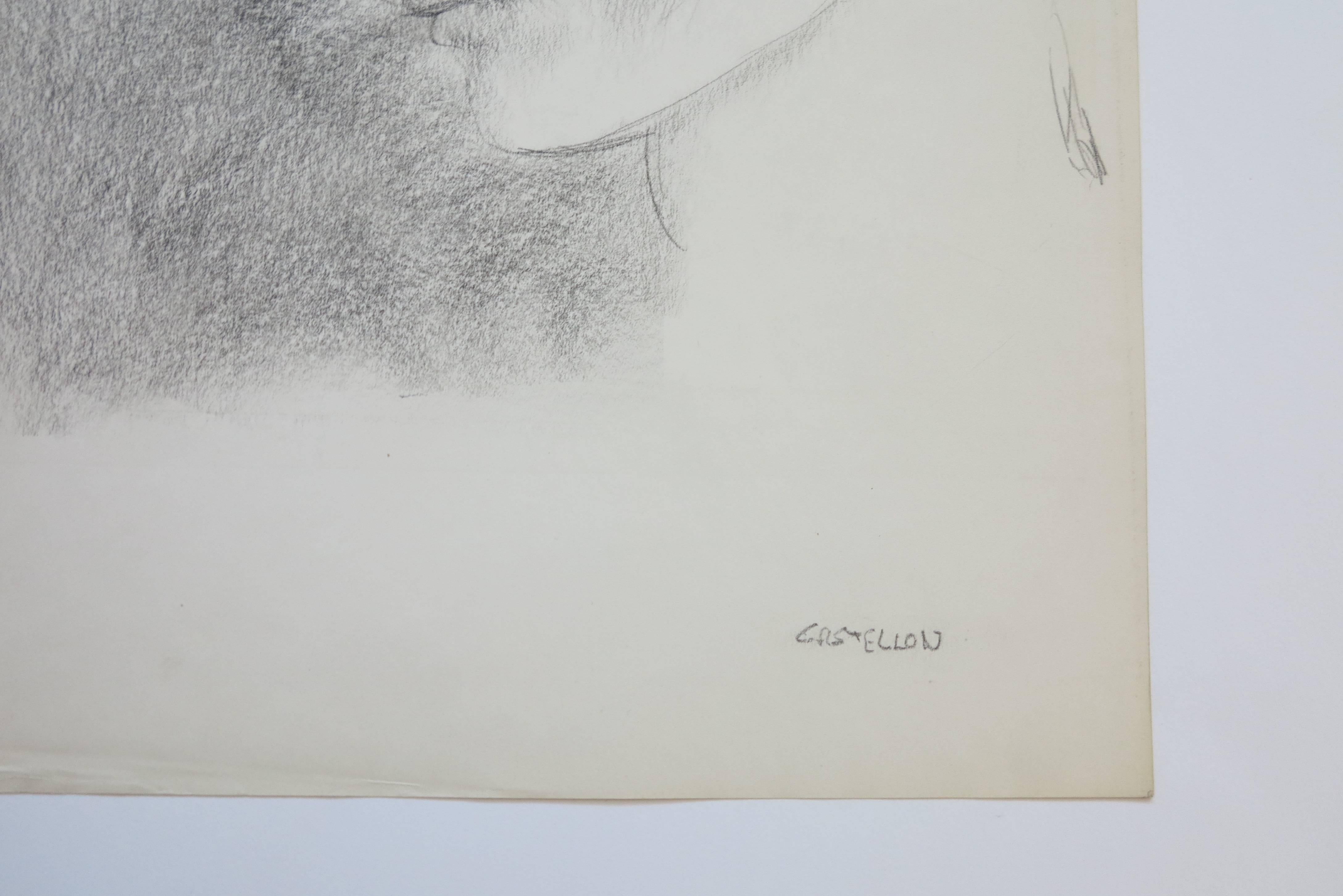 Tête de femme classique (portrait d'une femme) - Gris Portrait par Federico Castellon