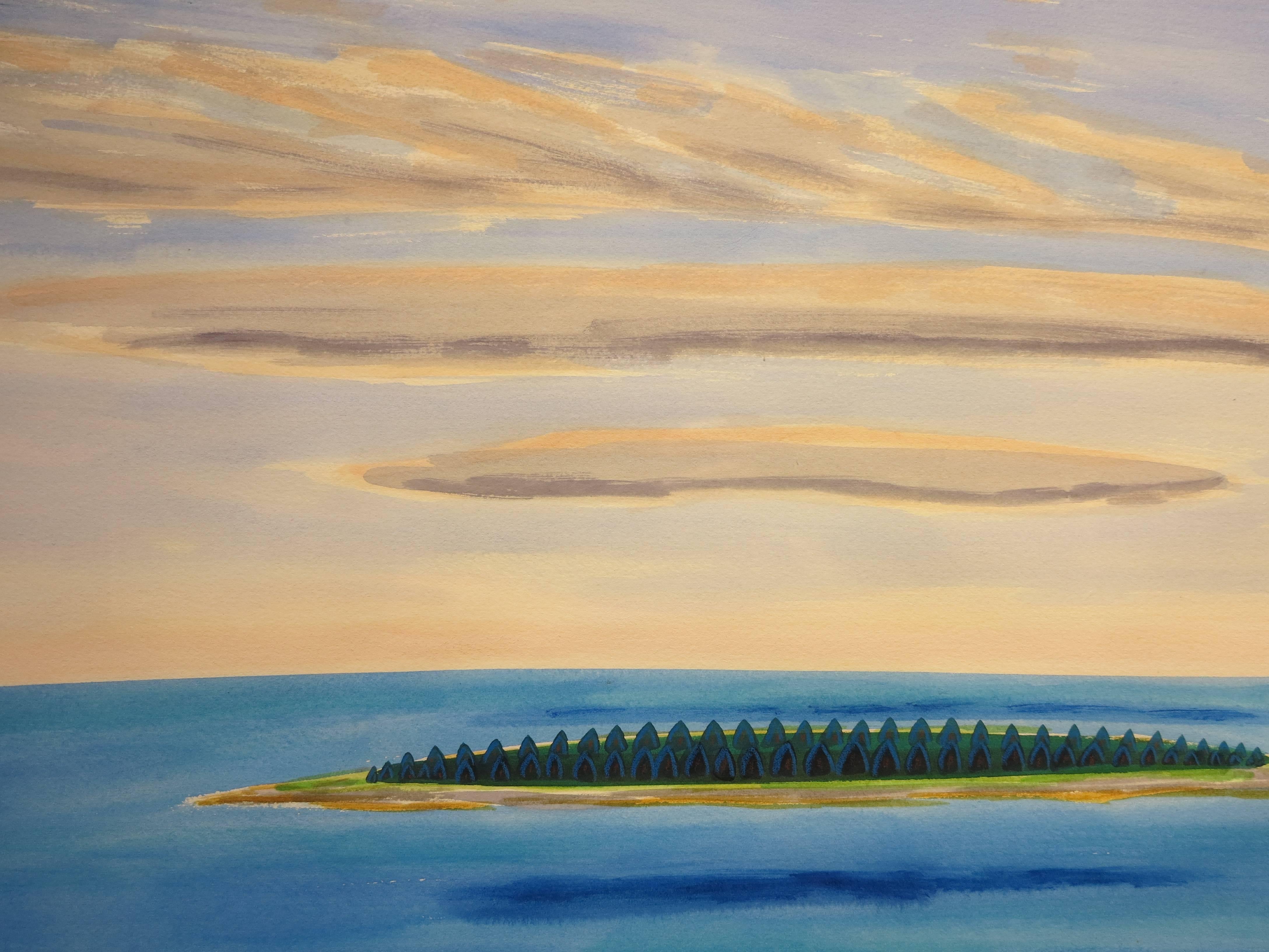 Two Islands and Clouds  - Painting by Eric Hopkins